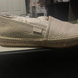 Gucci Cream Embossed Espadrilles